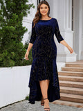 [Plus Size]1930s Seven-Part Sleeve High-Low Hem Mermaid Dress