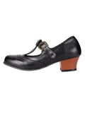 Retro Black T-Strap Chunky Heels Shoes