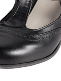 Retro Black T-Strap Chunky Heels Shoes