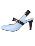 Retro Blue Patchwork Slingback Shoes