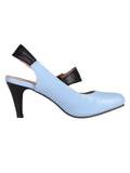 Retro Blue Patchwork Slingback Shoes