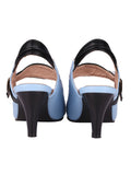 Retro Blue Patchwork Slingback Shoes