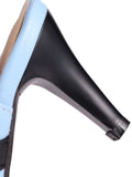 Retro Blue Patchwork Slingback Shoes