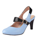 Retro Blue Patchwork Slingback Shoes