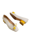 Chunky Low Heels Square Toe Shoes