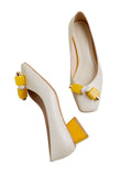 Chunky Low Heels Square Toe Shoes