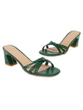 Crocodile Cross Chunky Heels Slippers