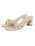 Crocodile Cross Chunky Heels Slippers