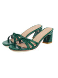 Crocodile Cross Chunky Heels Slippers