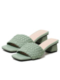 Solid Weave Chunky Heels Slippers
