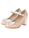 Mary Jane Bowknot Chunky Heels Shoes