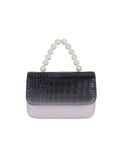 Gradient Black Gray Pearl Handbag