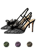 Retro Lace D¨¦cor Sling Back Shoes