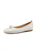 Retro Low Top Mary Pearl Leather Shoes