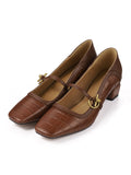 Retro Instep Strap Leather Shoes