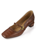 Retro Instep Strap Leather Shoes