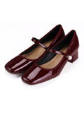 Retro Instep Strap Patent Leather Shoes