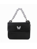 Retro Solid Pearl Chain Satchel Bag