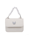 Retro Solid Pearl Chain Satchel Bag
