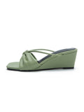 Green Bow Wedge Heels Sandals