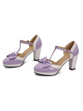 Bowknot Chunky Heels Mary Jane Shoes