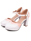 Mary Jane Patchwork High Heels Shoes