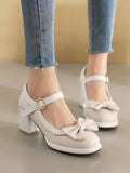 Bowknot Chunky Heels Mary Jane Shoes