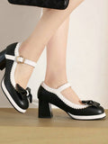 Bowknot Chunky Heels Mary Jane Shoes