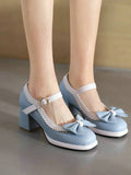 Bowknot Chunky Heels Mary Jane Shoes