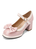 Bowknot Chunky Heels Mary Jane Shoes