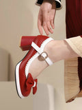 Bowknot Chunky Heels Mary Jane Shoes