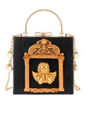 Black Retro Angel Pearl Chain Ladies Square Bags