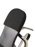 Retro Black Pearl Flat Herringbone Sandals