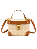 Brown & Beige Arcgyle Plaid Box Bags