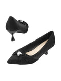 Black Twist Beading Kitten Heels Shoes