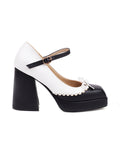 Bowknot Color Matching Square Toe High Heel Shoes