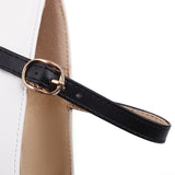 Bowknot Color Matching Square Toe High Heel Shoes