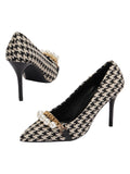 Pointed Toe Houndstooth High Heel Shoes