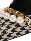 Pointed Toe Houndstooth High Heel Shoes