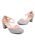 Stripe & Polka Dots Buckled High Heel Shoes