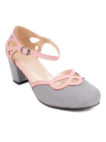 Stripe & Polka Dots Buckled High Heel Shoes