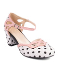 Stripe & Polka Dots Buckled High Heel Shoes