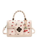 Retro Cherry Flap Crossbody Handbag
