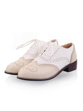 Retro Carved Low Heel Casual Shoes