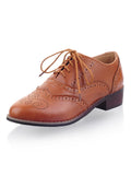 Retro Carved Low Heel Casual Shoes