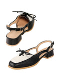 French Square-Toed Contrast Color Strappy Flat Shoes