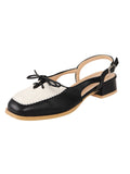 French Square-Toed Contrast Color Strappy Flat Shoes