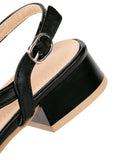 French Square-Toed Contrast Color Strappy Flat Shoes