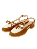 French Square-Toed Contrast Color Strappy Flat Shoes