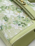 Floral Mesh Embroidered Stitching Shoulder Handbag